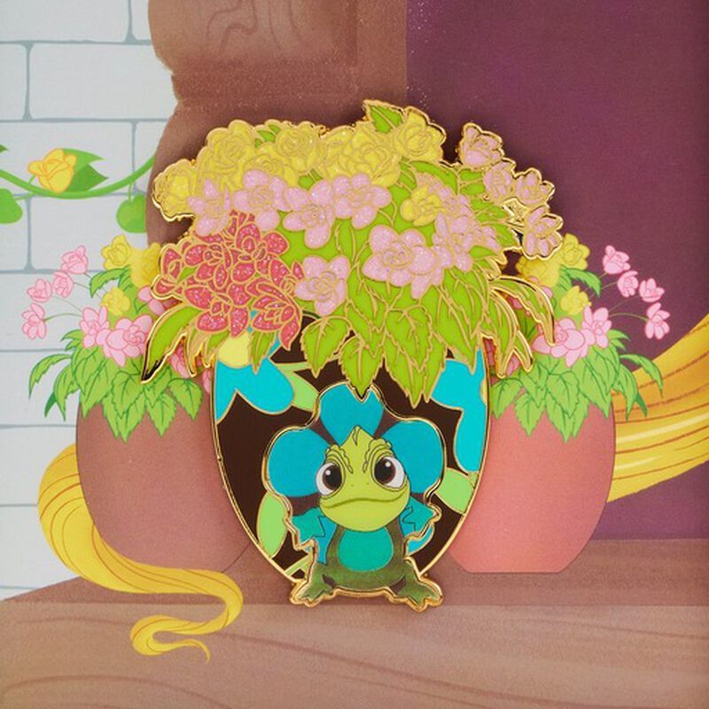 Image of the Pascal pin, featuring Pascal camouflaging against a flowerpot